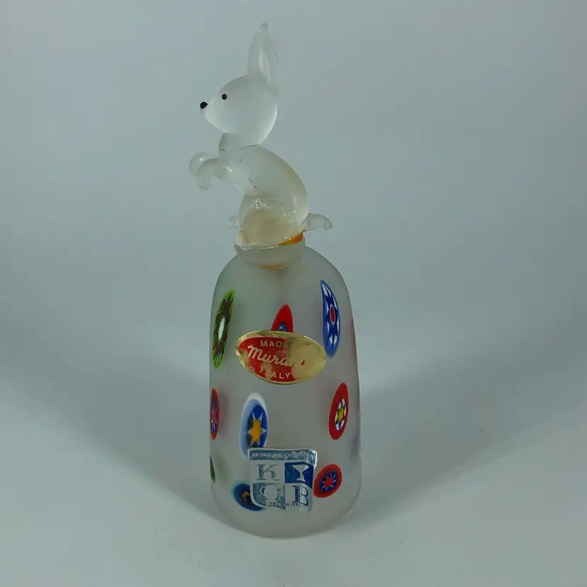 K B of Italy Murano Hand-Blown Millefiori Bunny Rabbit Bell