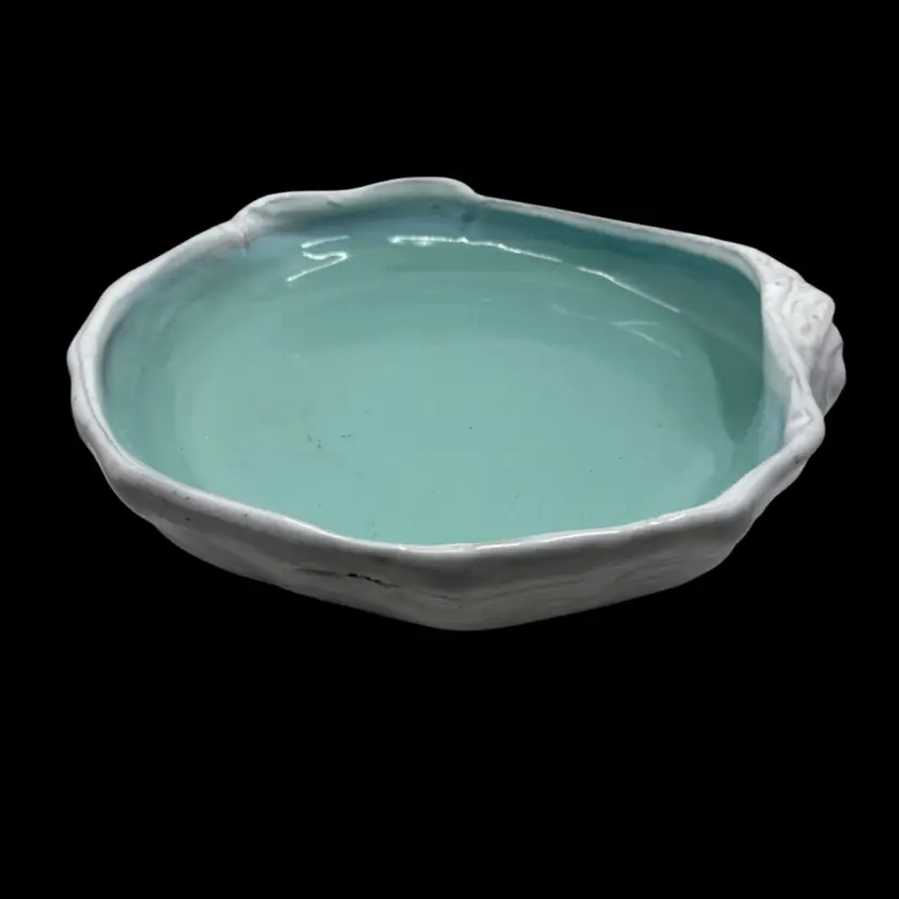12” Heavy Painted Pottery Shell Serving Dish