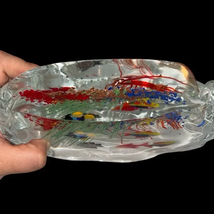 XLarge Vintage Murano Aquarium Paper Weight With Original Sticker