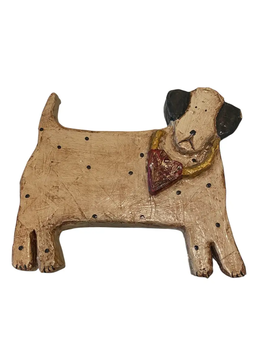 Folk Art Paper Mache Styrofoam Dog Handmade Lightweight