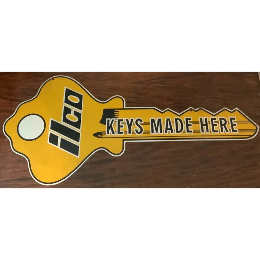 Vintage ILCO Key Metal Sign “Keys Made Here”, 2 Sided, Advertisement 32”x14”