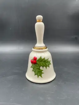 Vintage Holly Berry Porcelain Bell