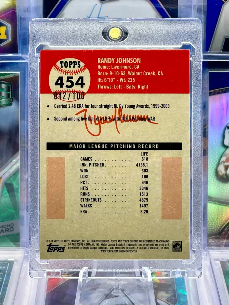 Randy Johnson 2022 Topps Chrome /100 Blue Sapphire Ice Refractor SP Arizona Diamondbacks