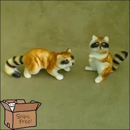 Vintage Bone China Raccoon Figurines | Pair of Tiny Trash Pandas | Cute Miniature Woodland Animals | 1960s Made in Japan