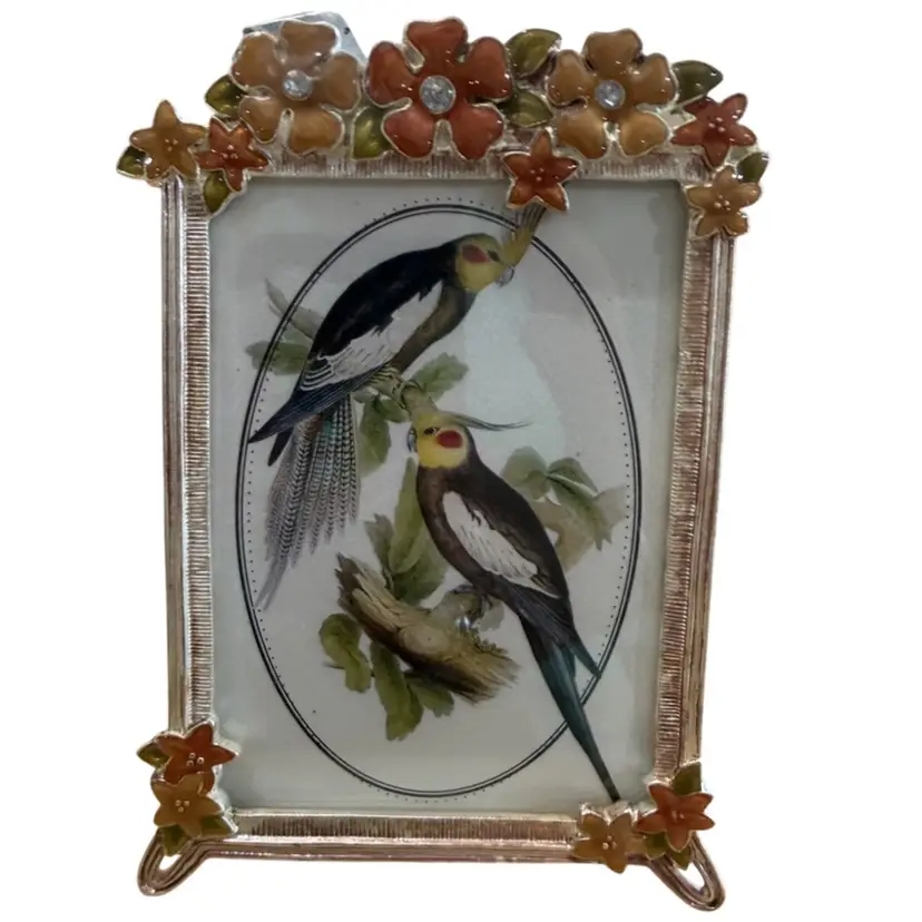 Enamel Picture Frame With Bird Photo