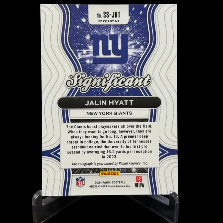 Jalin Hyatt 2024 Panini Prizm Significant Signatures #SS-JHT Auto New York Giants