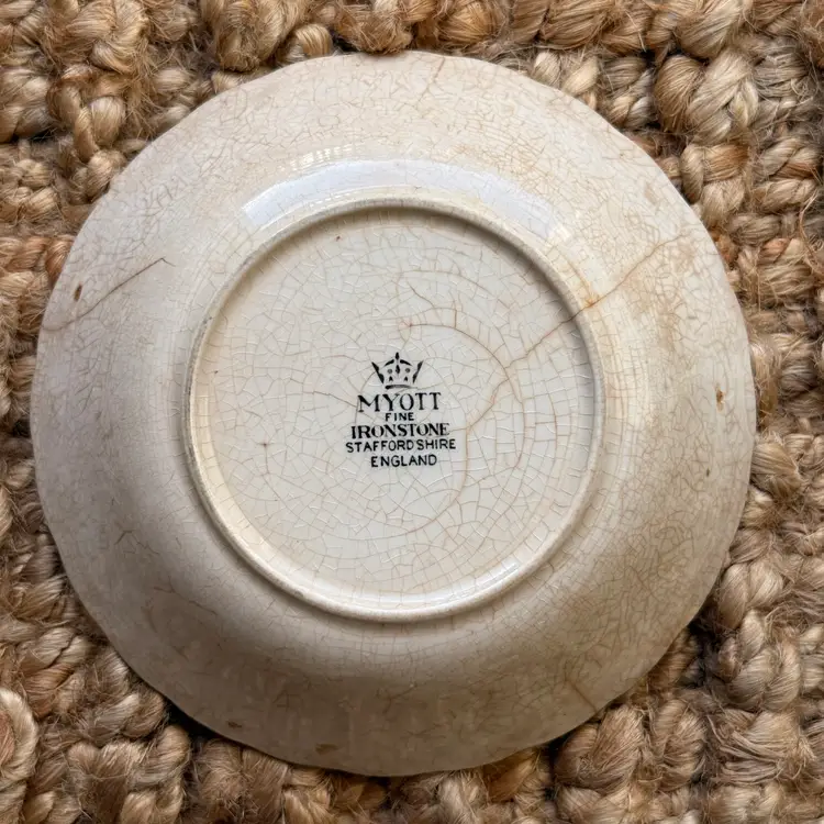 Vintage Myott Ironstone Floral Plate with heavy crazing – Staffordshire, England