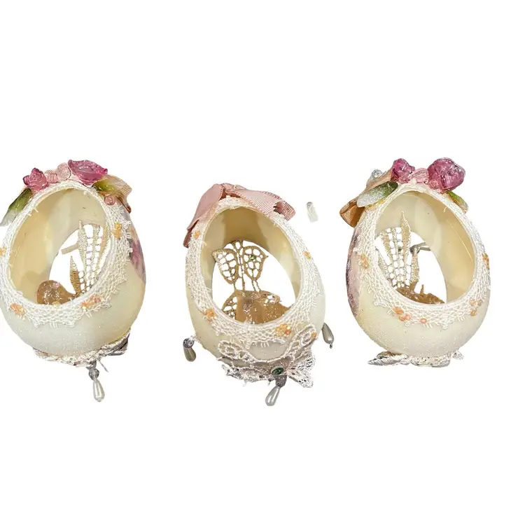 041 Vintage Lot Sugar Egg Victorian Bird Christmas Tree Ornaments 4 Inch