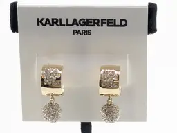 Karl Lagerfeld Paris Gold Tone Crystal Ball Drop Pierced Earrings
