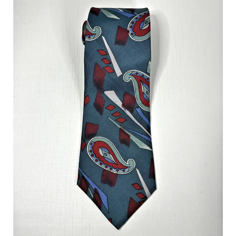 Don Loper Beverly Hills Silk Tie Paisley Abstract 70s Vintage Made USA