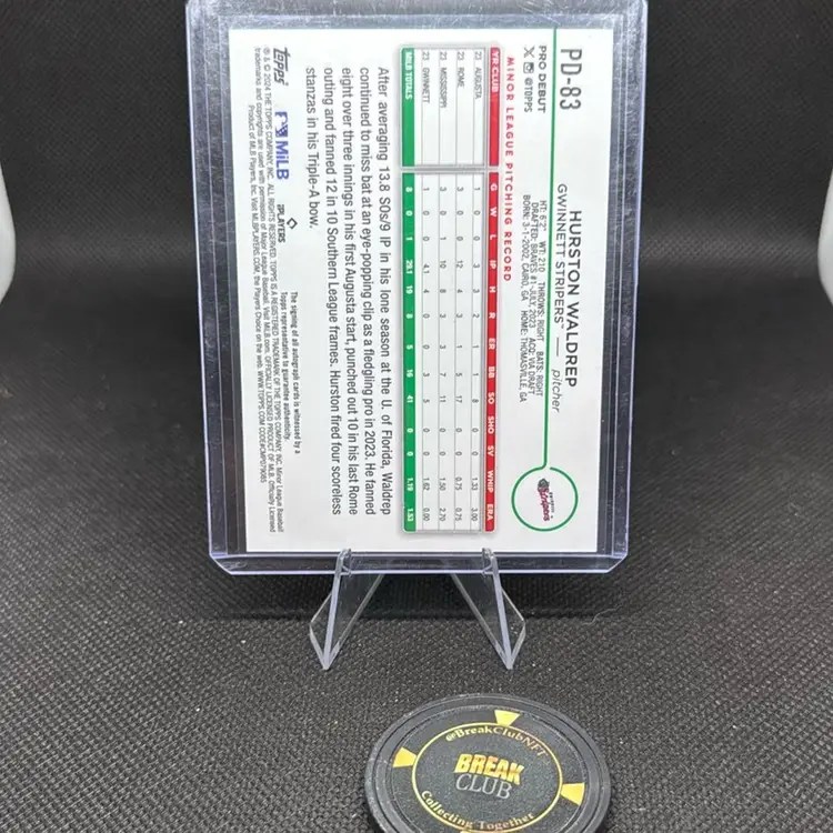 Hurston Waldrep 2024 Topps Pro Debut Auto Atlanta Braves