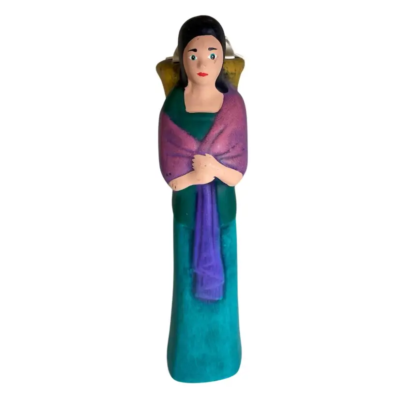 Vintage Mexican Folk Art Pottery Mother With Cala Lilies 12.5”