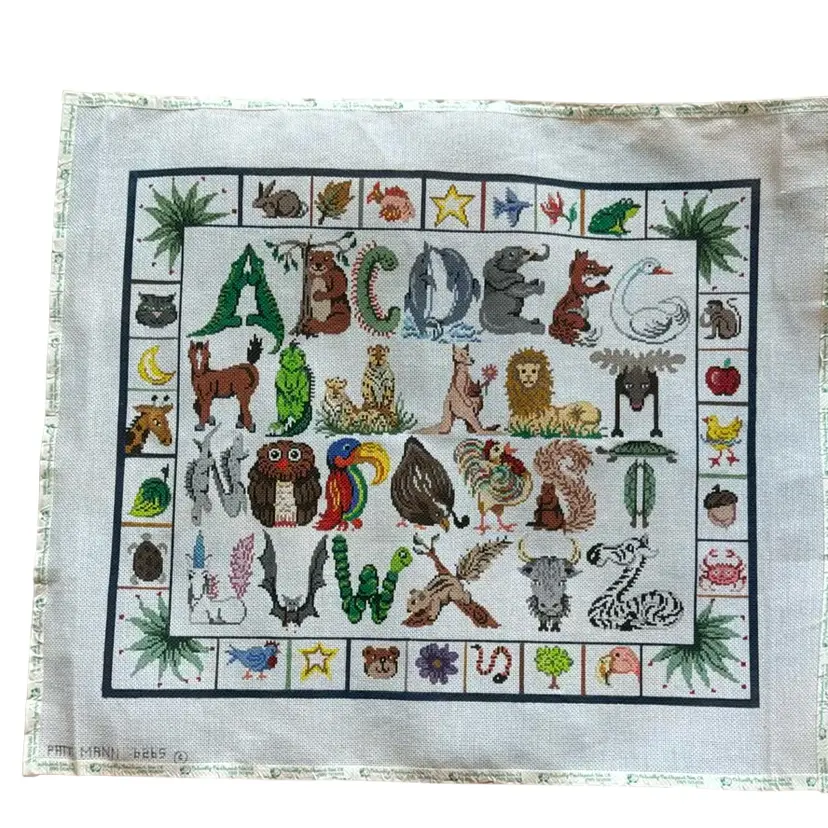 ABC Animal needlepoint pillow Or Wallhanging Picture