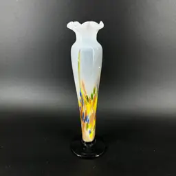 Hand Blown Opalescent Art Glass Vase Japan