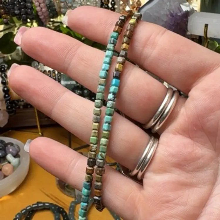 Turquoise 3mm Cube Bracelet