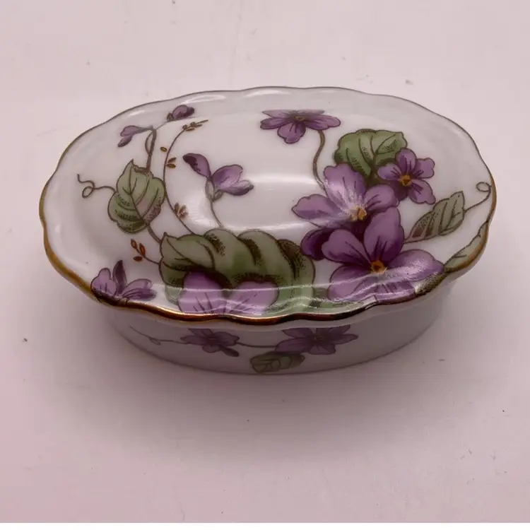 FFF VTG Lefton Trinket Box Flowers 2.5”