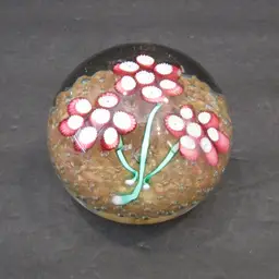 VINTAGE Murano Fratelli Toso Floral Cane Paperweight Aventurine w/ Original Sticker