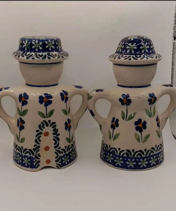 Polish Pottery Mr.& Mrs. S+P Shakers