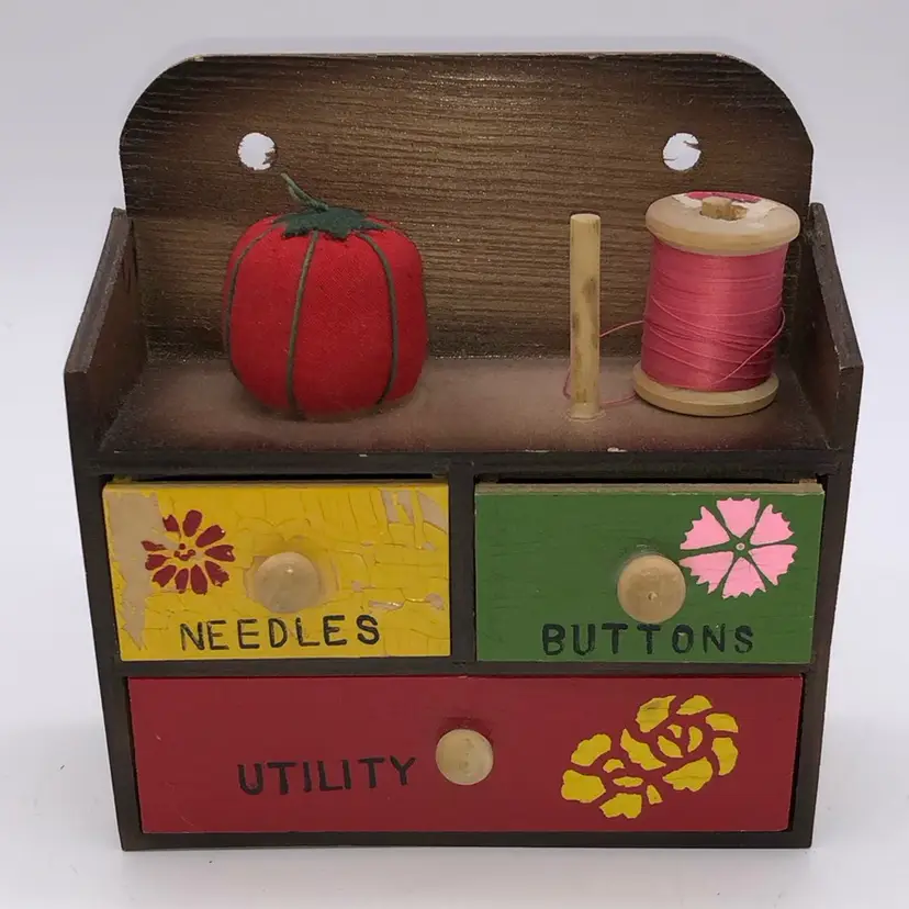 Tiny Sewing Storage Box w/Pin Cushion