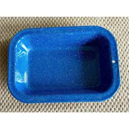 Vintage Blue White Granite Enamel Splatter Ware Rectangle Pan