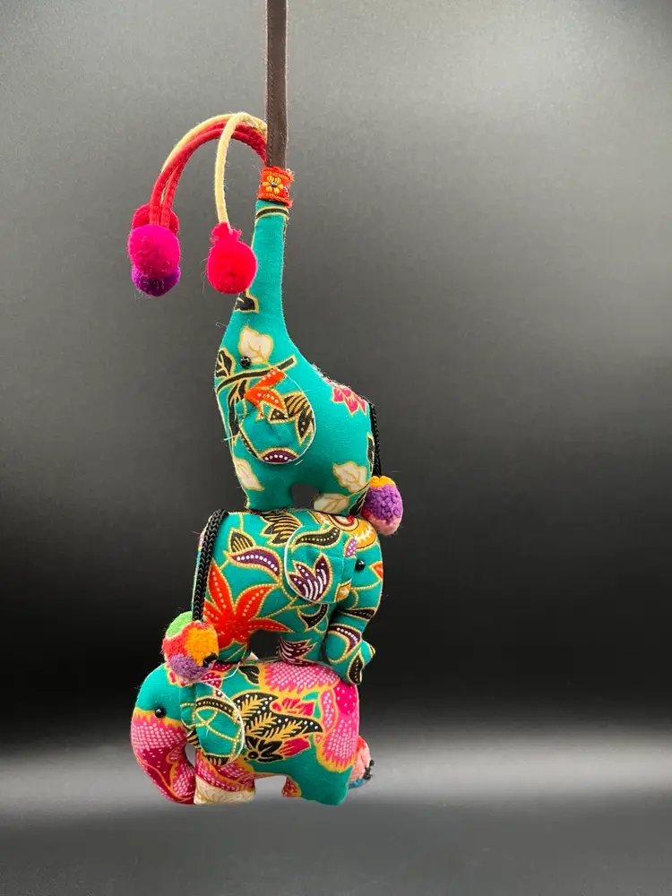 Contemporary Elephant Multicolor Fabric Door Knob Hanger 16.5”L 🐘