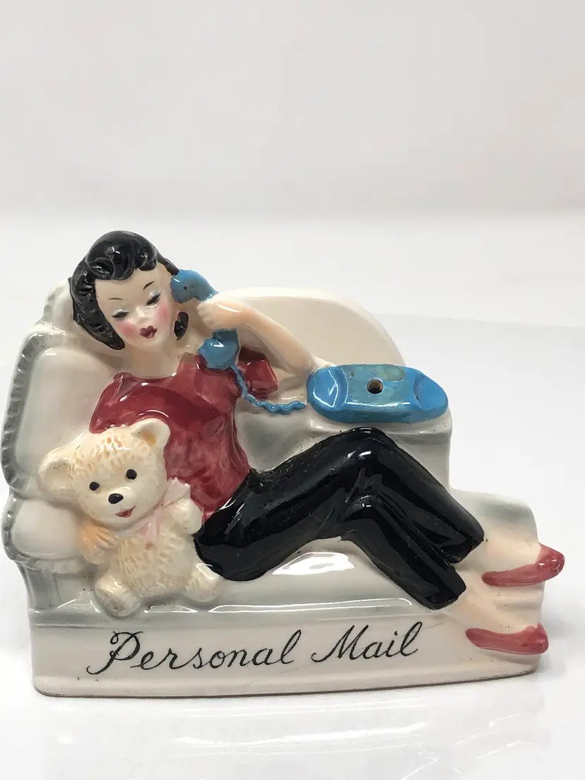 Teenager on the Phone Vintage Letter Holder