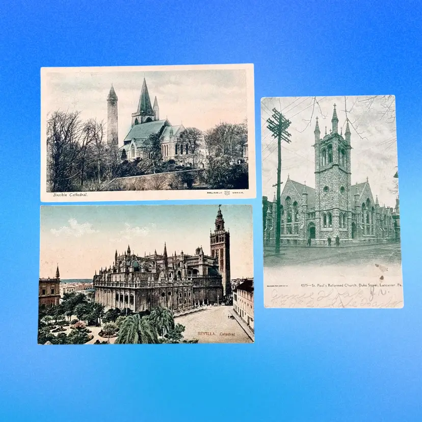 #4 Lot/3 Antique Church Postcards