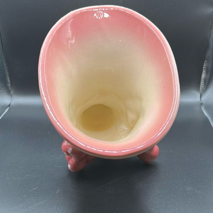 Vintage Hull Pottery, Tokay Cornucopia Vase Pink And Green With Tuscany Grapes