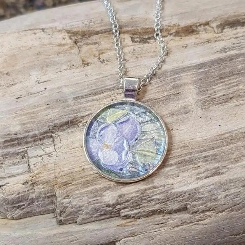 Sela's Jewelry - Flower - Silver - Resin Necklace