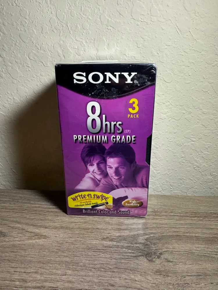Sony VHS Blank 8 Hour 3 Pack Tapes (Sealed)