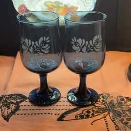 Vintage Phaltzgraff Blue Glasses X 2