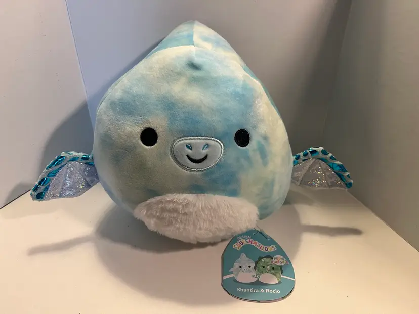 #87 Squishmallows Shantira Pterodactyl & Rocio Triceratops Flip A Mallows 8"