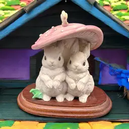 Vintage Enesco Bunny Rabbit Figurine Mushroom Snail Easter 1993 G G Santiago