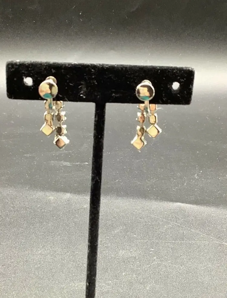 VINTAGE rhinestone screwback drop dangle earrings