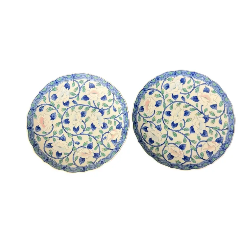Set Of 2 Maebata Lotus Blue Pink White Andrea Sadek 7.5” Plates