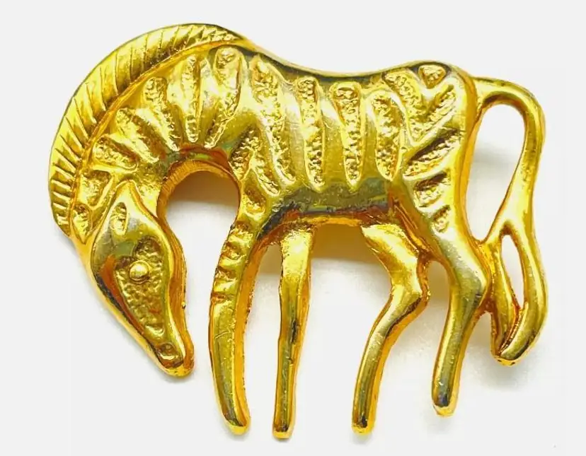 Vintage Gold Tone Zebra Brooch 13922
