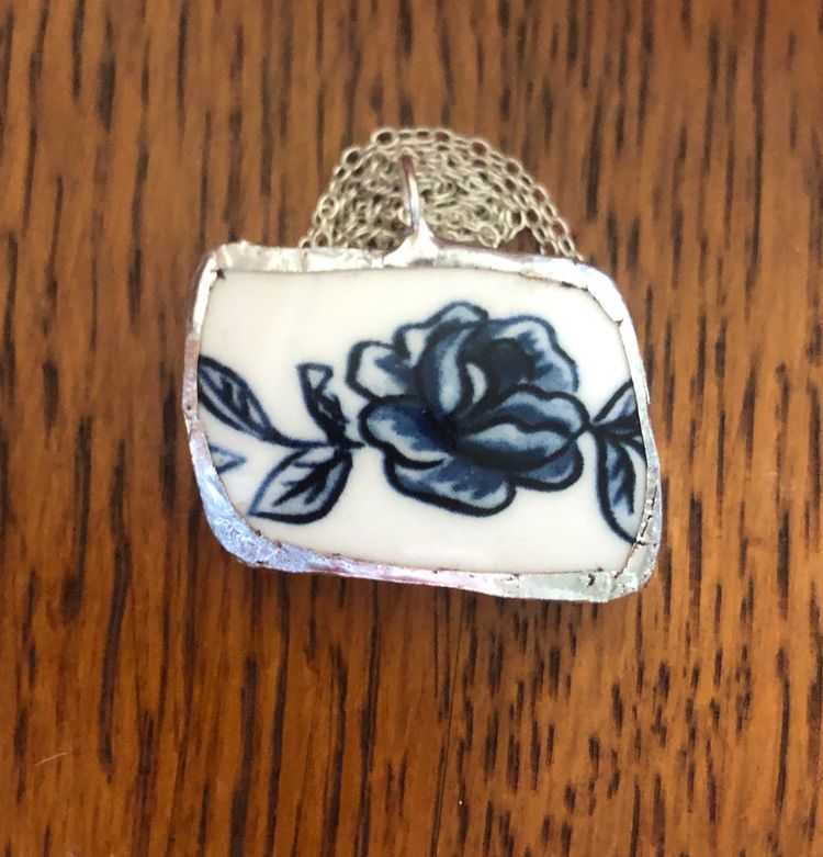 Oodelally Shop Broken Pottery Artisan Made Pendant Molly Hatch Mug Handcrafted Necklace 1 3/8 in x 7/8 in