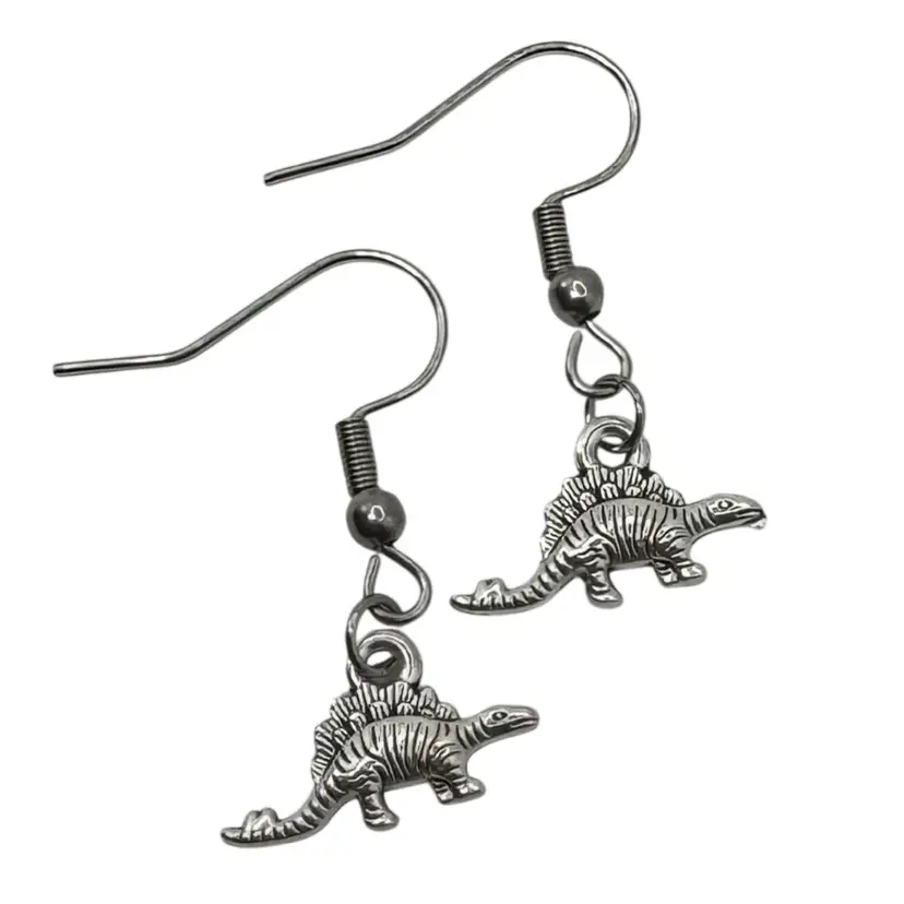 Dinosaur Stegosaurus Charm Handmade Dangle/Fishhook Earrings