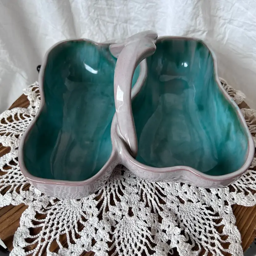 VINTAGE STANGL CERAMIC DOUBLE PEAR DIVIDED DISH #3782 1950s