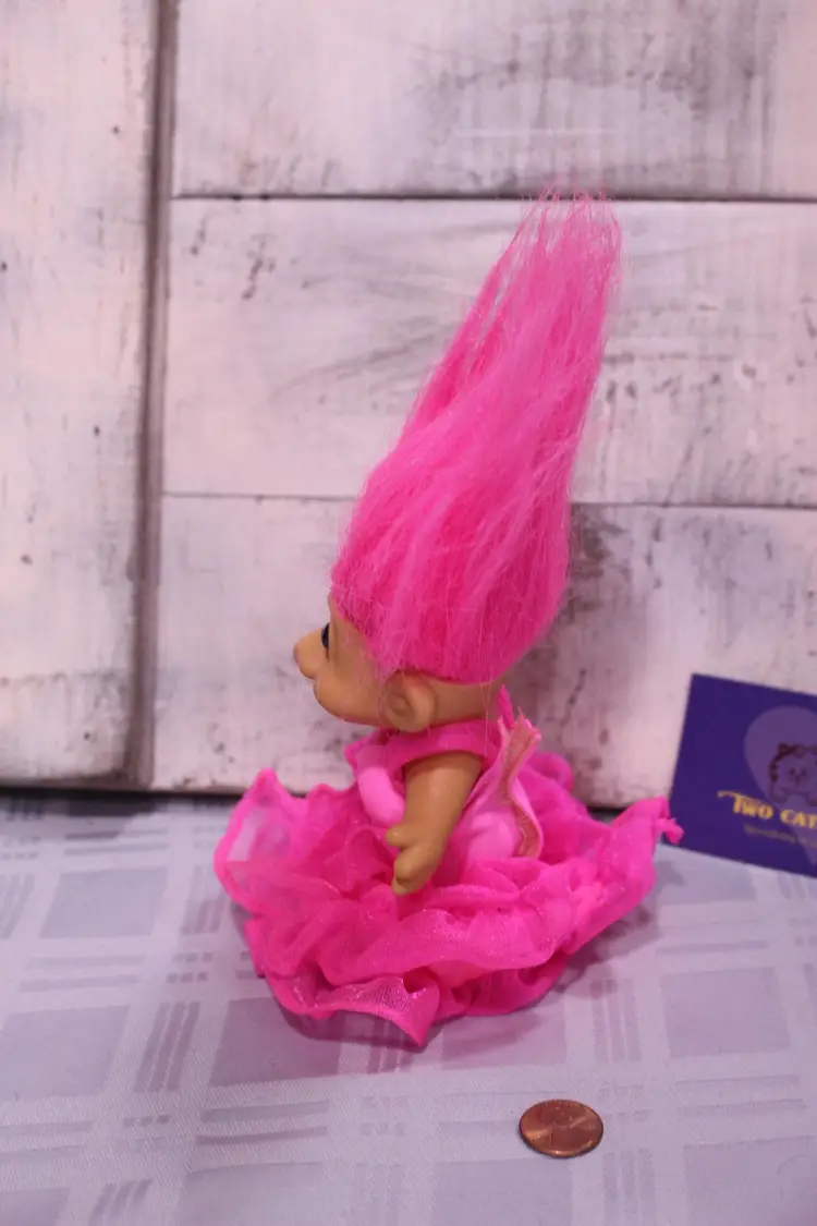 Pink Russ Troll Doll in a Pink Dress