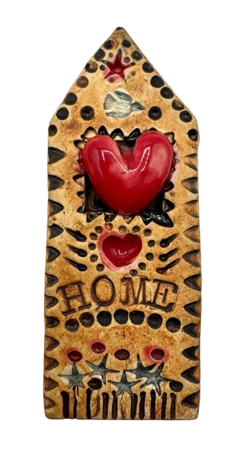 Studio Art Pottery Miniature Figurine House Home Heart Wall Hanging Bird Star 3β