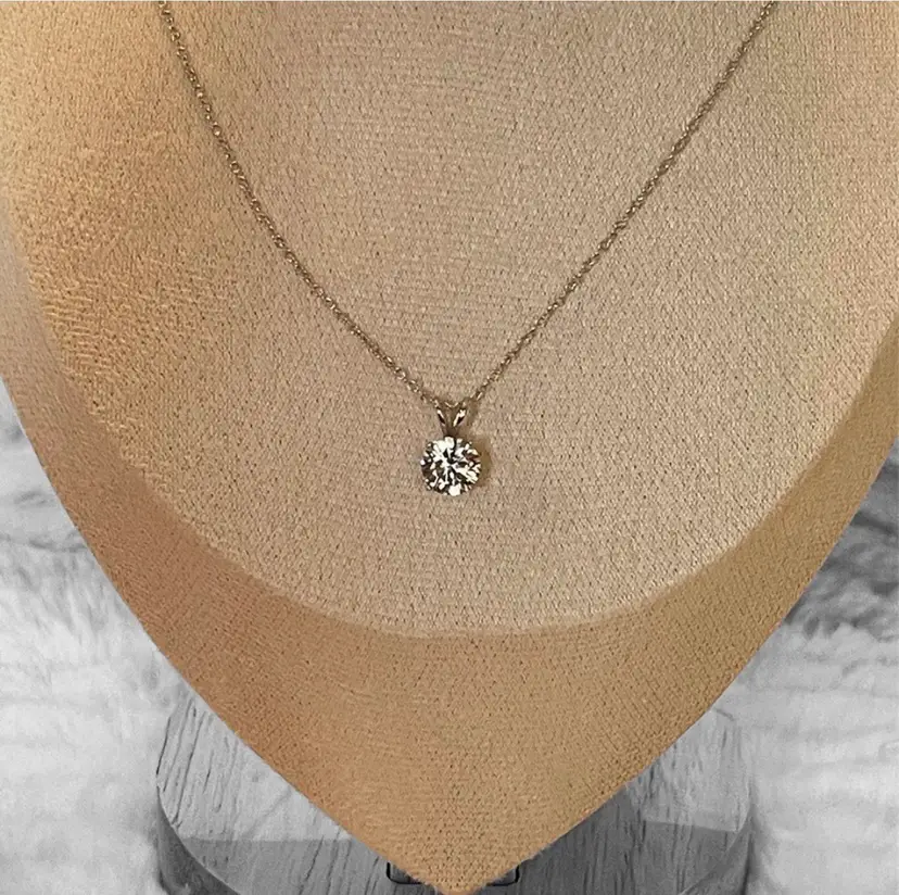 White sapphire solitaire necklace sterling silver