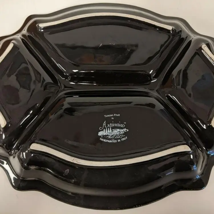 Artimino Tuscan Fruit Hand painted Divided plate serving platter dish Gypsy Boho