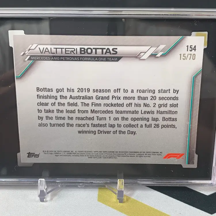 2020 Topps Chrome Valtteri Bottas #154 70th Anniversary SGC 9
