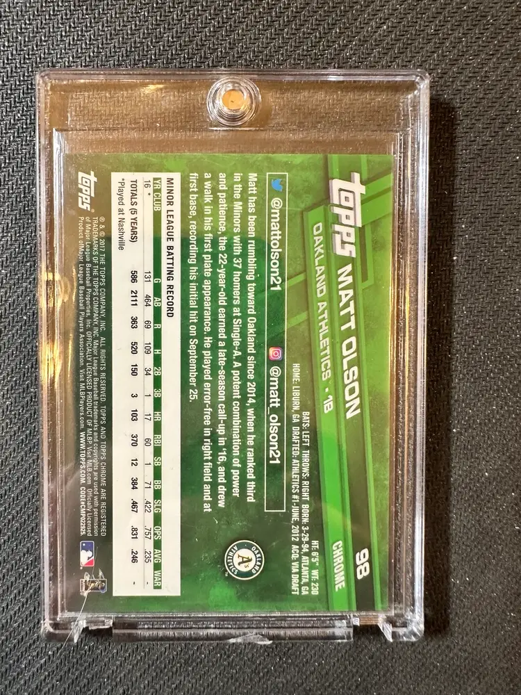 Matt Olson Topps Chrome Negative SP Refractor Rookie