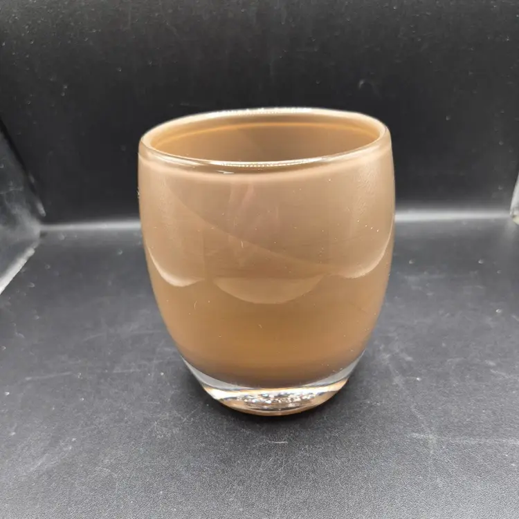 Glassy Baby Brown Glass Candle Holder 'Wet Dog' Rounded Design Polished Finish