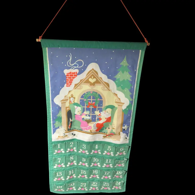 Vintage 1987  Avon Countdown to Christmas Advent Calendar with Mouse 24” X 12.5”