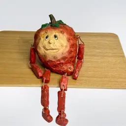 Vintage Strawberry Shelf Sitter Figurine Red Resin  Anthropomorphic  Decor
3”T x 2-3/4” L x 2-1/2”W