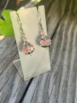Pink Austrian Crystal 925 Sterling Silver Earrings