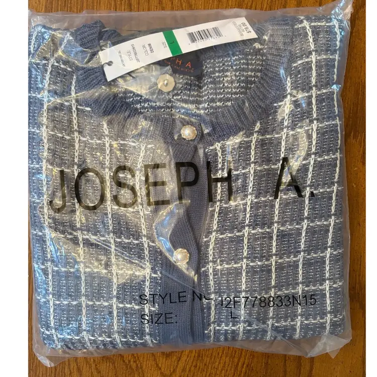 Joseph A. Womens Sweater - Navy &White Checkered Size Large